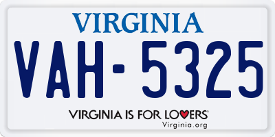 VA license plate VAH5325