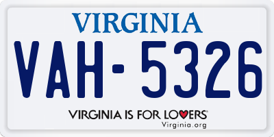 VA license plate VAH5326