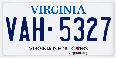 VA license plate VAH5327