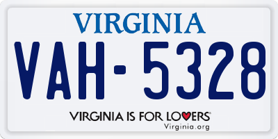 VA license plate VAH5328
