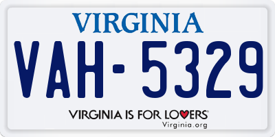 VA license plate VAH5329