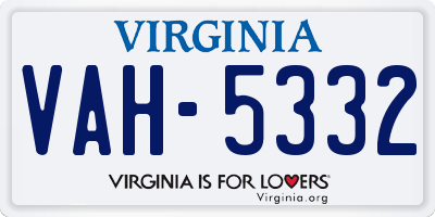VA license plate VAH5332