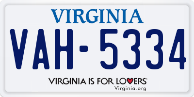 VA license plate VAH5334