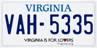 VA license plate VAH5335