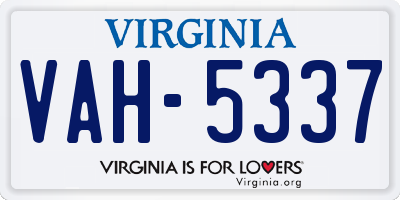 VA license plate VAH5337