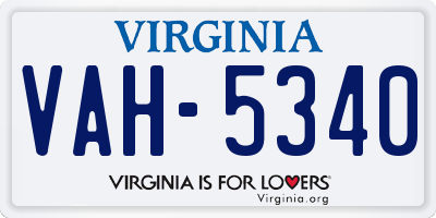 VA license plate VAH5340