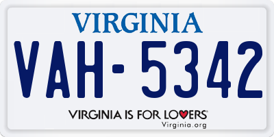 VA license plate VAH5342