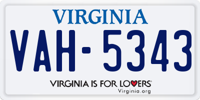 VA license plate VAH5343