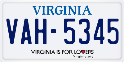VA license plate VAH5345