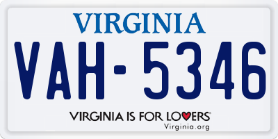 VA license plate VAH5346