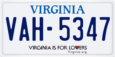 VA license plate VAH5347