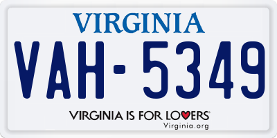 VA license plate VAH5349