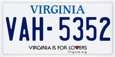 VA license plate VAH5352