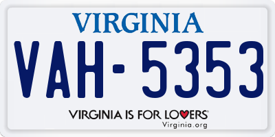 VA license plate VAH5353