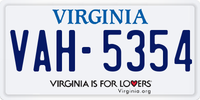 VA license plate VAH5354