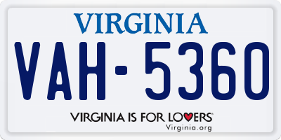 VA license plate VAH5360