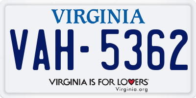VA license plate VAH5362