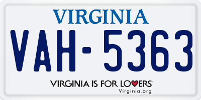 VA license plate VAH5363