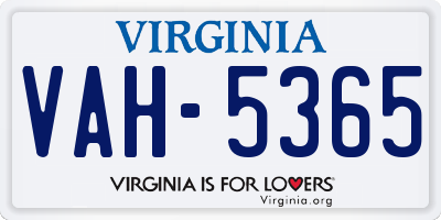 VA license plate VAH5365