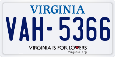 VA license plate VAH5366