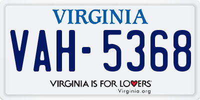 VA license plate VAH5368