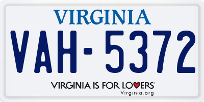 VA license plate VAH5372