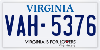 VA license plate VAH5376