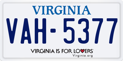 VA license plate VAH5377