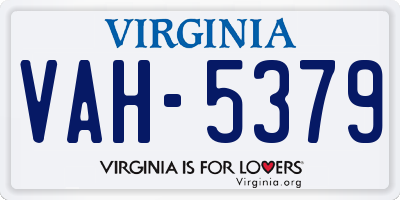 VA license plate VAH5379