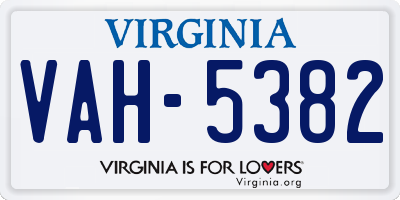 VA license plate VAH5382