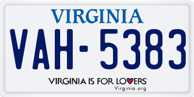 VA license plate VAH5383