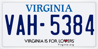 VA license plate VAH5384