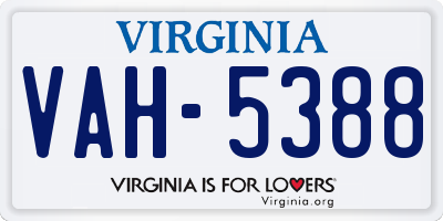 VA license plate VAH5388