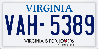 VA license plate VAH5389