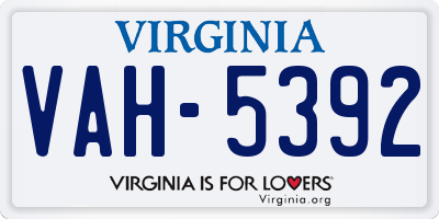 VA license plate VAH5392