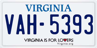VA license plate VAH5393