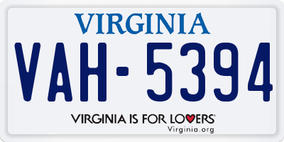 VA license plate VAH5394