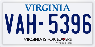 VA license plate VAH5396
