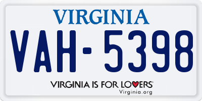 VA license plate VAH5398