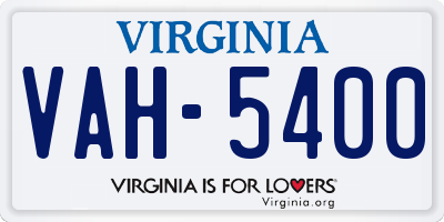 VA license plate VAH5400