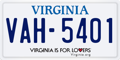 VA license plate VAH5401