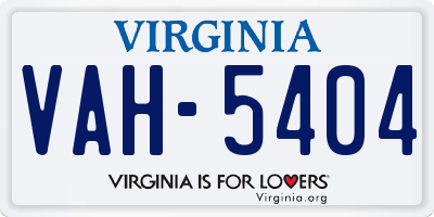 VA license plate VAH5404