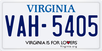 VA license plate VAH5405