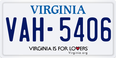 VA license plate VAH5406