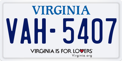 VA license plate VAH5407