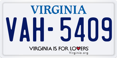 VA license plate VAH5409