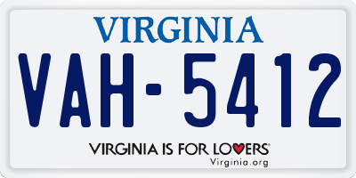 VA license plate VAH5412