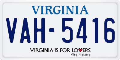 VA license plate VAH5416
