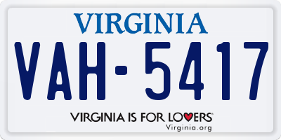 VA license plate VAH5417