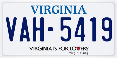 VA license plate VAH5419